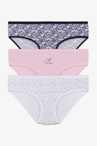 koza iç giyim 3 Συσκευασία με μοτίβο βαμβακερό ψηλόμεσο Bato