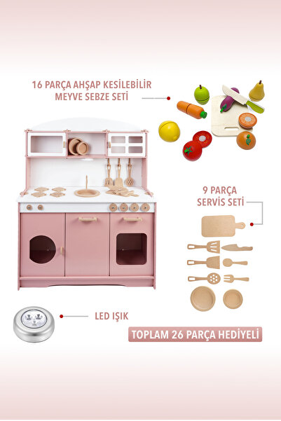 HOBBY HOUSE Ahşap Mutfak Seti Elizya Ahşap Meyve Sebze Seti Hediyeli