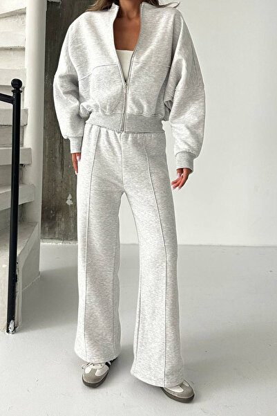 Neşeli Butik Set de trening oversize pentru femei, cu 3 fire, cu cusătură în ...