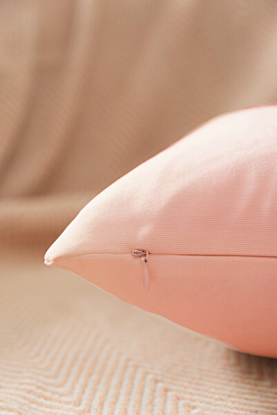 ÖZENEV Panoroma Pink Plain Simple Decorative Pillowcase with Size Options Suitable for Punch (Panç) Embroidery