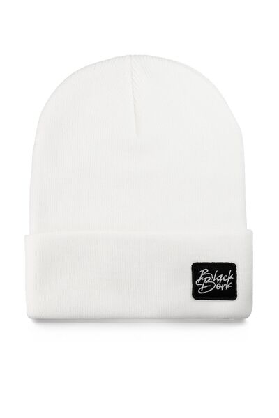BlackBörk V1 Acrylic Boss - Λευκό καπέλο Unisex με 4 λογότυπα (BEANIE)