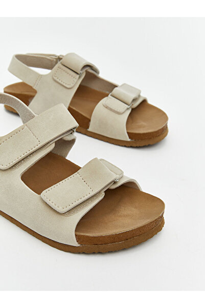 LC Waikiki Lcw Steps Beige Suede Look Double Strap Boys' Sandals