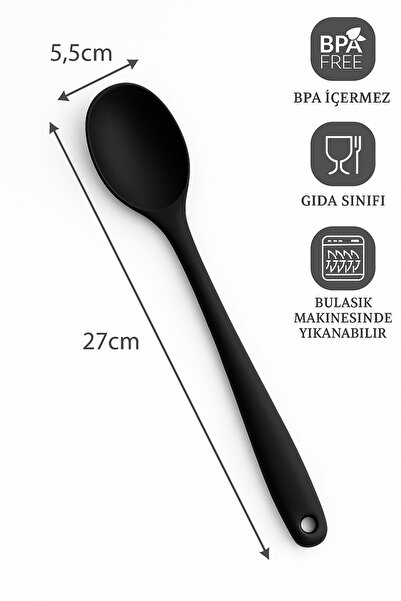 CKM silikon Silikon Yanmaz Yemek Kaşığı Siyah