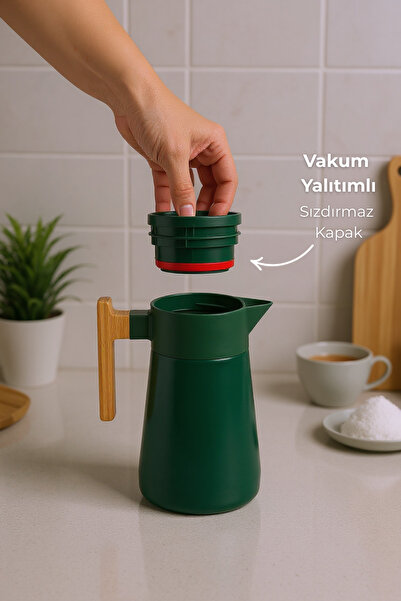 Bambum North Bambu Saplı Çelik Termos Yeşil 1,5 Litre