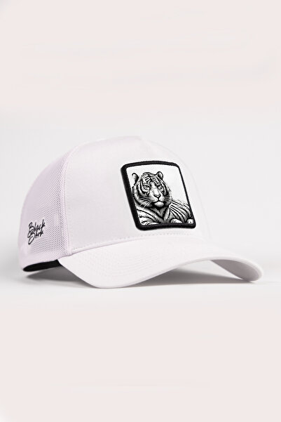 BlackBörk V1 Trucker Bengal Tiger - Unisex White Hat (CAP) με λογότυπο 1bs Code