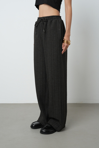 Orfeo Negro Women's Silvery Wide Leg Elastic Waist Solid Color Trousers