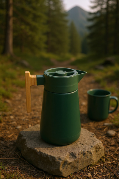 Bambum North Bambu Saplı Çelik Termos Yeşil 1,5 Litre