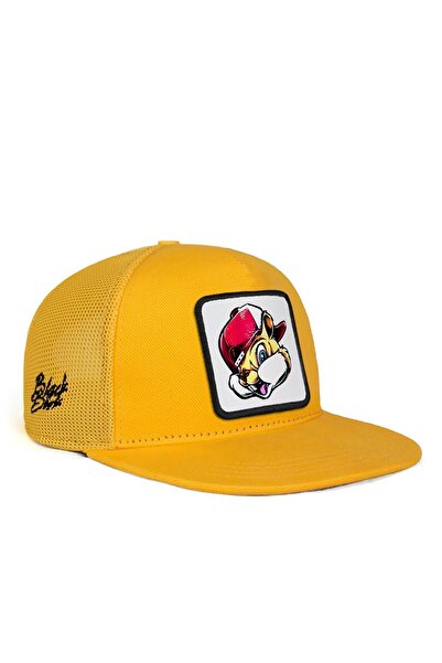 BlackBörk قبعة هيب هوب للأطفال بشعار السنجاب باللون الأصفر للأطفال