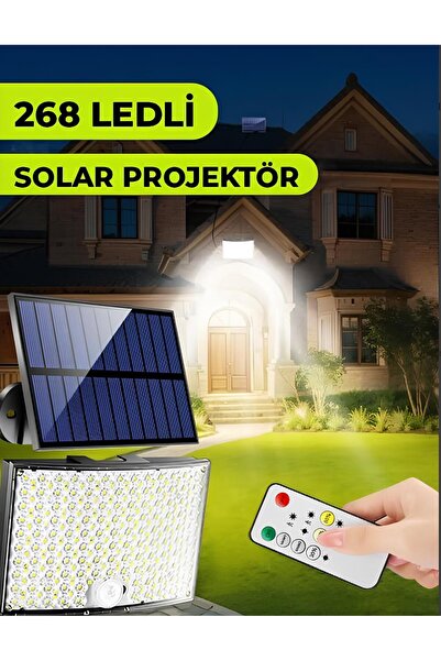 10EN 268 Ledli Solar Projektör 60W Güneş Enerjili Hareket Sensörlü Led Projektör