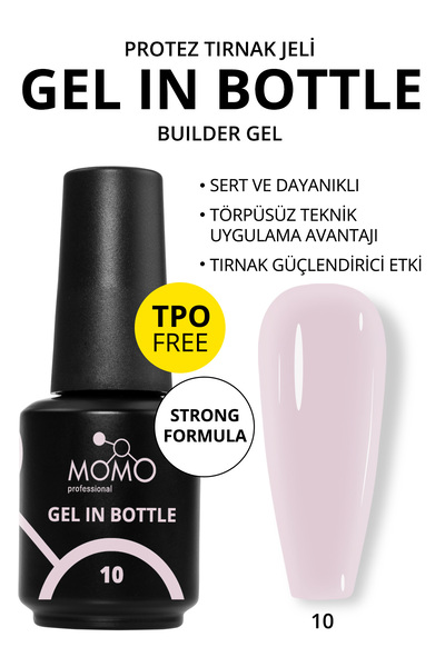 MOMO professional Gel In Bottle No.10, Akıllı Fırçalı Protez Tırnak Jeli, Yar...