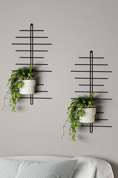 Dekula 2 Li Metal Duvar Saksılığı Dekorasyon Saksı Oval Çiçeklik Standı Vazo ...