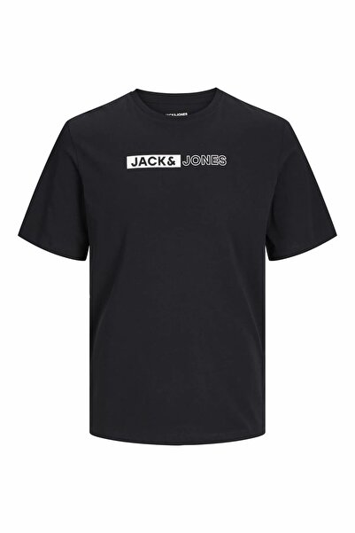 Jack & Jones Plus Men's Black Jjecorp Logo Tee Play Ss O-N Noos Pls Plus Size T-Shirt 12243630-Black