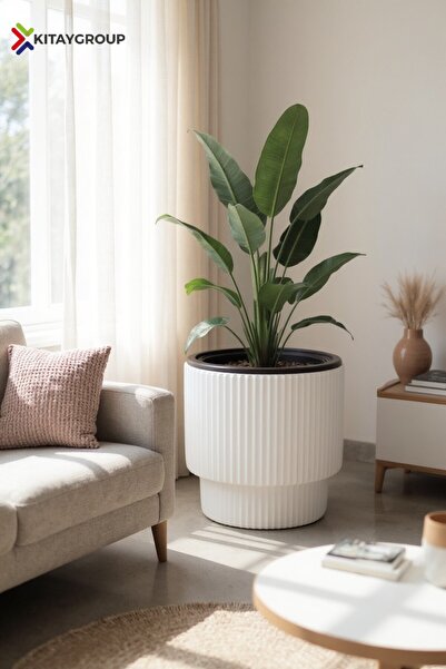 KıtayGroup Vega Model Büyük Dekoratif Modern Saksı Ve Vazo 30 Lt ( 36.6 Cm X 36.6 Cm ) Iç Hazneli