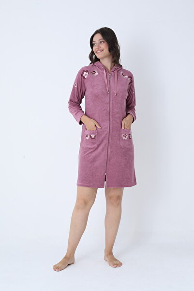 ROMEO LİFE Γυναικείο μπαμπού μικρού υφάσματος με φερμουάρ Chic Velvet φόρεμα 3447