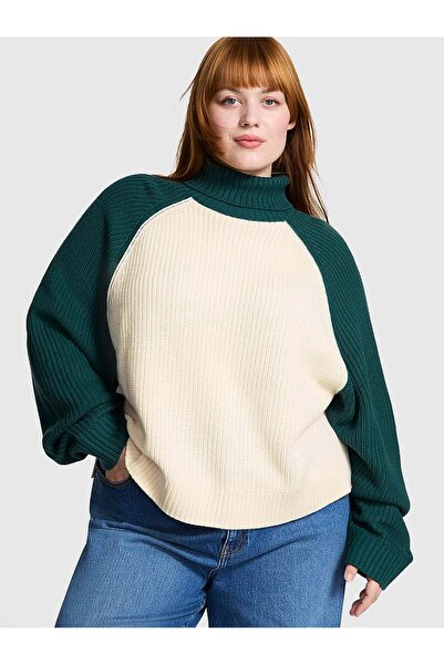 PINK Varsity Örgü Kalın Balıkçı Yaka Kazak