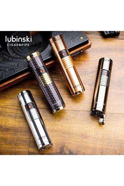 Lubinski Lion Slim Delicili Üç Torch Puro Çakmağı Silver