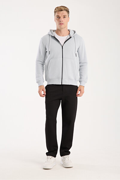 kaphone 10 Hanorac Pamulu pentru bărbați, cu 3 fire din lână, cu fermoar complet Ka cu glugă