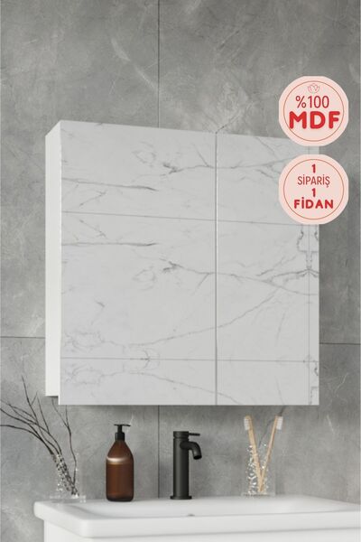 BALNEOM Defne 60x60 Cm Aynalı %100 Mdf Banyo Üst Dolap