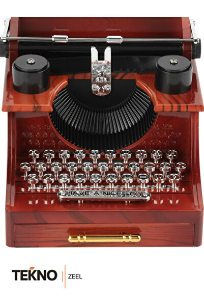teknozeel Nostaljik Tasarımlı Çekmeceli Daktilo Müzik Kutusu Doğum Günü Hediyesi