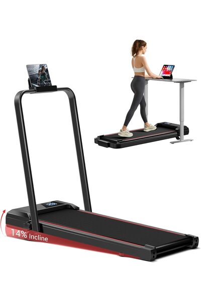 Rovyfota جهاز مشي 3 في 1 محمول تحت المكتب مع وسادة مشي مائلة بنسبة 14% للمنزل والمكتب