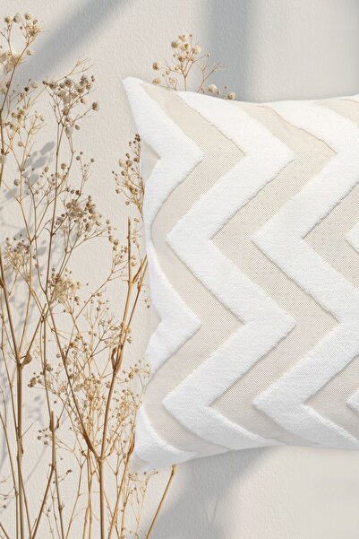 HAMUR Husă de pernă decorativă cu model boem cu design special Punch Poncho Line Ecru