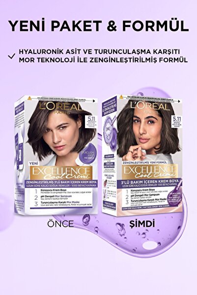 L'Oreal Paris L’oréal Paris Excellence Cool Creme Saç Boyası – 5.11 Ekstra Küllü Açık Kahve