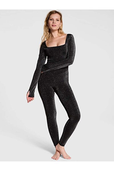 PINK Seamless Işıltılı Uzun Kollu Tulum