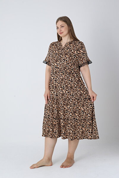 ROMEO LİFE Γυναικείο καλοκαιρινό φόρεμα με μοτίβο από βαμβακερό ύφασμα μεγάλου μεγέθους 8041