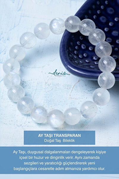 Deniz Doğal Taş Certified Moonstone Transparent Natural Stone Bracelet