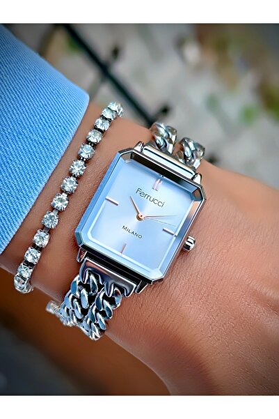 Ferrucci Kadın Kol Saati Zincir Kordon 3 Atm Suya Dayanıklı Bileklik Hediyeli Tasarım Saat