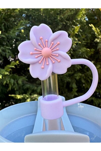 YuccaCo Accessorize Your Life ملحق ترمس على شكل زهرة أرجوانية/واقي شفاطة مزين...