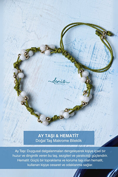 Deniz Doğal Taş Certified Moonstone Hematite (4mm) Natural Stone Bracelet