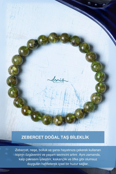 Deniz Doğal Taş Sertifikalı Zeberced Doğal Taş Bileklik