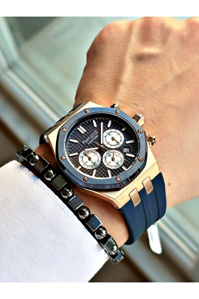 Ferrucci Fonksiyonlu Silikon Kordon Erkek Kol Saati Bileklik Hediyeli Orjinal Tasarım Saat