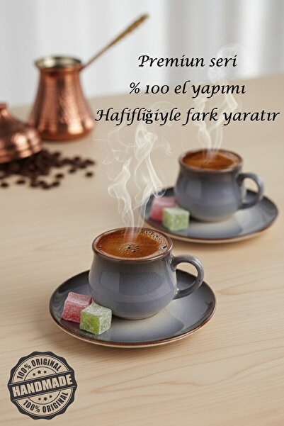 GÜLZE 2 Kişilik (4 Parça) NOVA DUBLE KAHVE FİNCANI (9 farklı renk, % 100 el y...