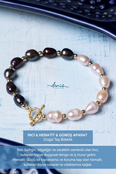 Deniz Doğal Taş سوار من الحجر الطبيعي مع جهاز من الفضة والهيماتيت واللؤلؤ الم...