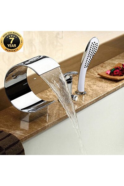 OEM Banyo Lavabo Küvet Jakuzi Bataryası Ankastre Krom 3 lü Set Yeni Şelale 7 ...