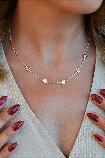 Sacce Scarves&Accessories Kişiselleştirilebilir Harfli Figürlü Kolye – 14K Gold Renk