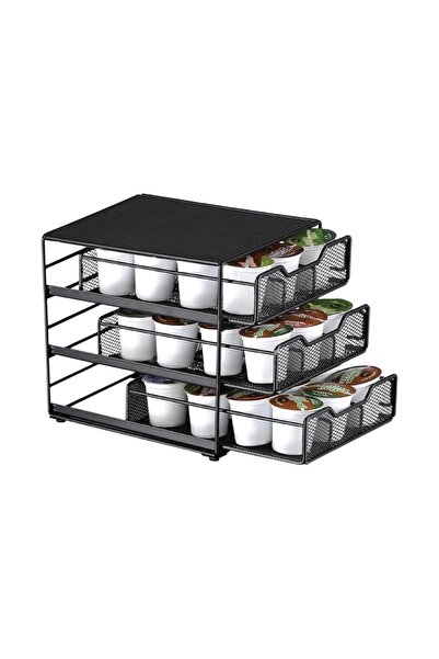 DLC منظم حامل كبسولات القهوة بثلاث طبقات يسع 36 كبسولة بتصميم معدني عصري موديل DLC-38732