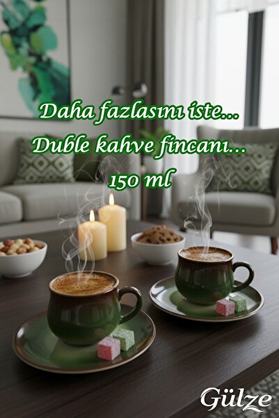 GÜLZE 2 Kişilik (4 Parça) NOVA DUBLE KAHVE FİNCANI (9 farklı renk, % 100 el yapımı, özel tasarım)