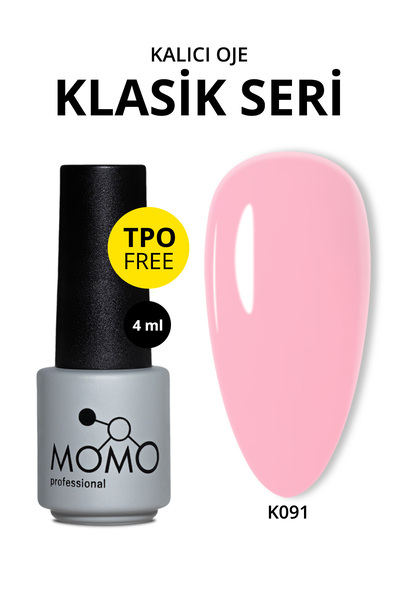 MOMO professional Kalıcı Oje K091, Bebek Pembesi, 4 ml, TPO- FREE