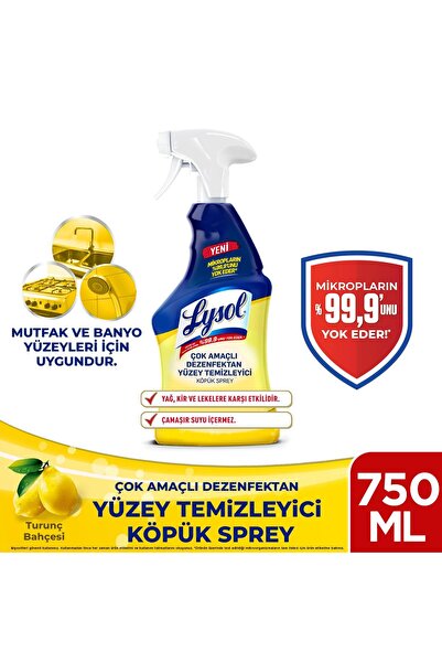 Lysol Lysol Çok Amaçlı Dezenfektan Yüzey Temizleyici Köpük Sprey 750 ml