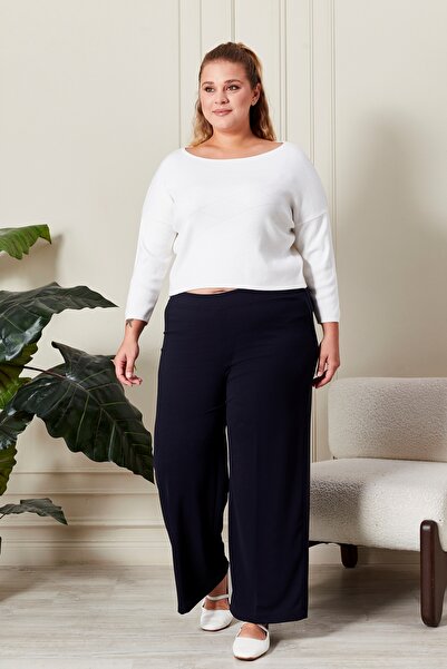 Ferace Women's Large Size Waist Full Elastic Wide Leg Hijab Trousers