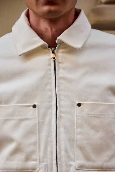 Danger Ανδρικό βαμβακερό μπουφάν εκρού