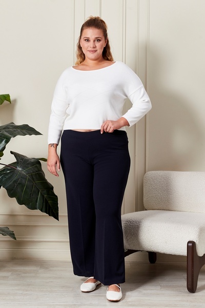 Ferace Women's Large Size Waist Full Elastic Wide Leg Hijab Trousers