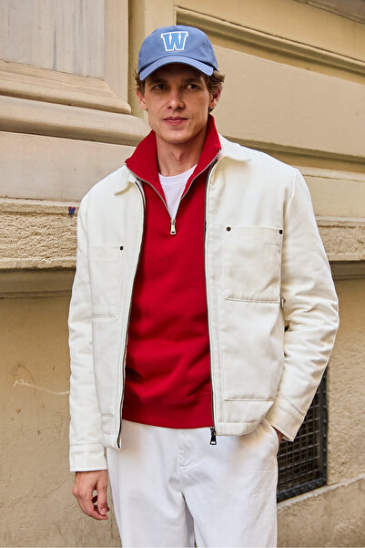 Danger Men's Cotton Jacket Coat Ecru