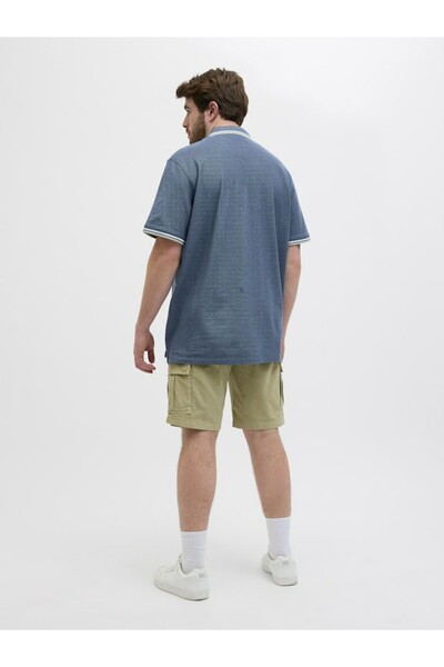 Jack & Jones Plus Men's Blue2 Jjepaulos Polo Ss Noos Pls Large Size Polo T-Shirt 12143859-Oceanview