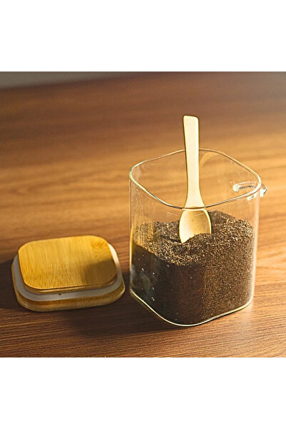 YzHome 10*10cm Square Cut 2-Piece Glass Storage Set with Bamboo Lid