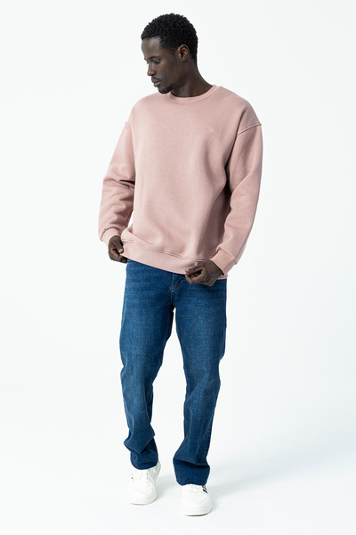 JB John Borners Ανδρικό φούτερ με λαιμόκοψη JB με κέντημα 3 κλωστών ροζ - 5405