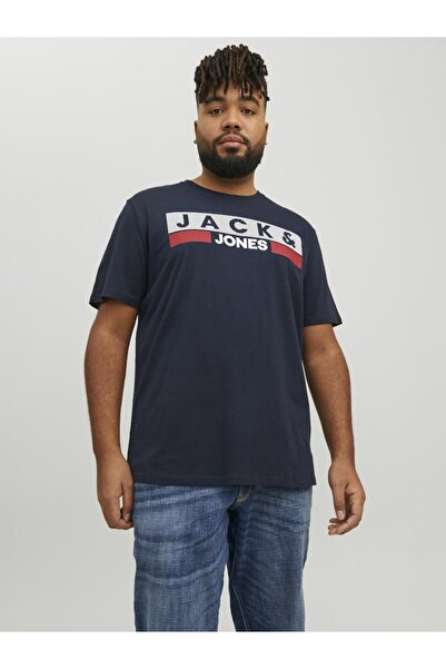 Jack & Jones Men's Navy Blue2 Jjecorp Logo Tee Ss O-Neck Noos Pls Plus Size T-Shirt 12158505-Navyplay